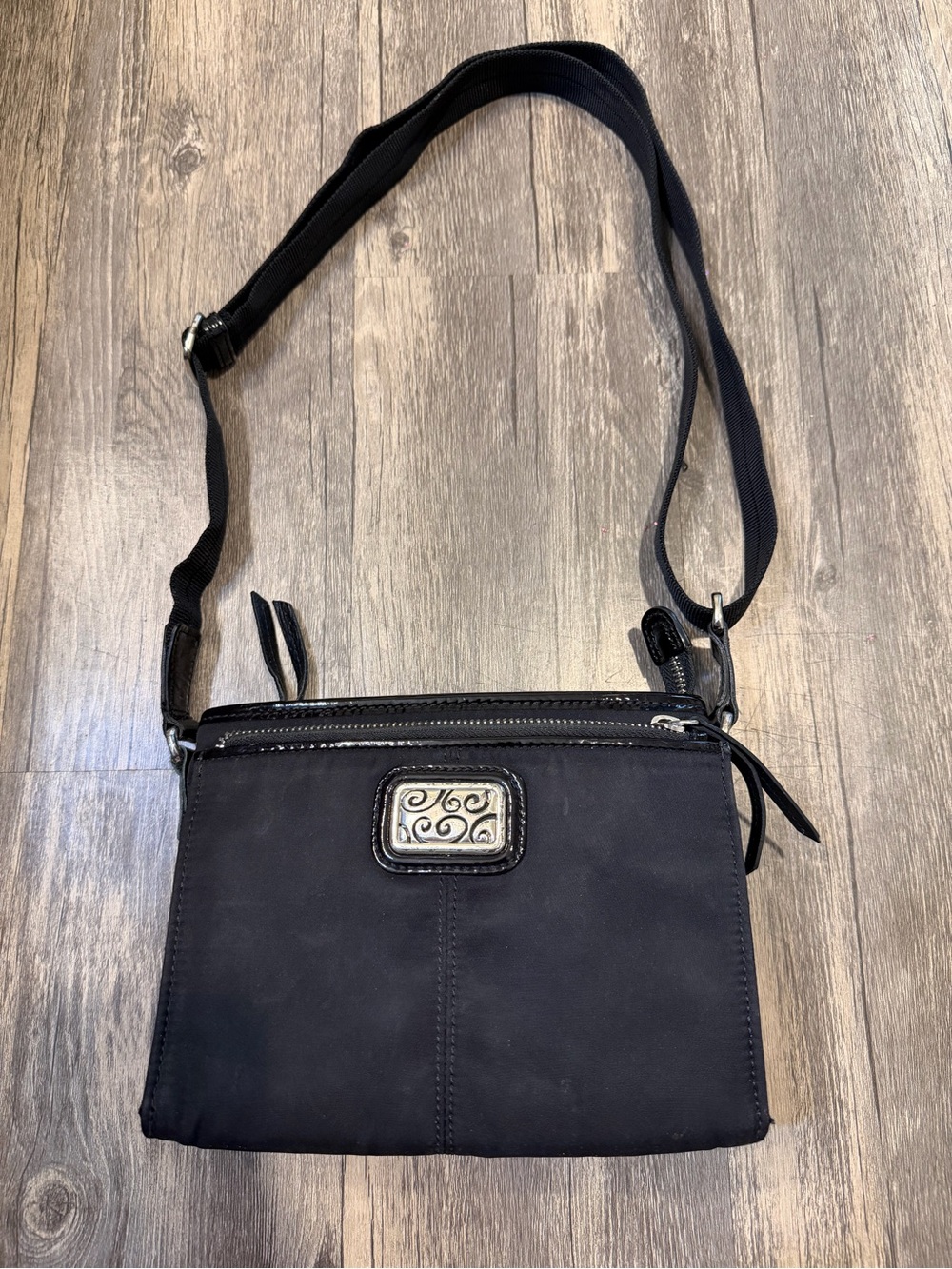 Brighton Twister Squared Tech Pouch Nylon Crossbody Bag Black Organizer Slim